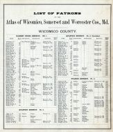 List of Patrons 1, Wicomico - Somerset - Worcester Counties 1877